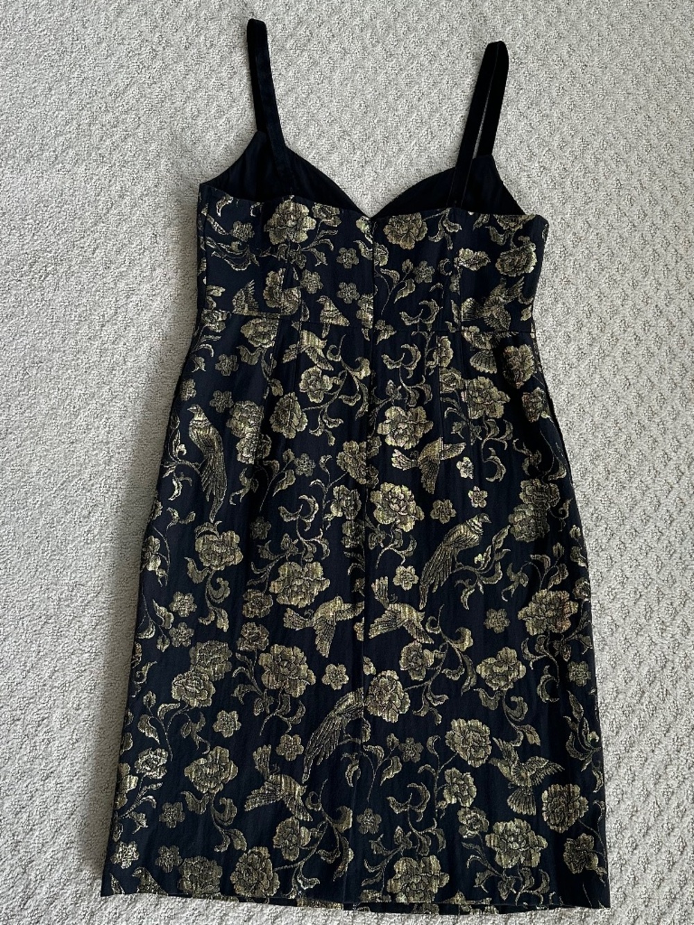 Maeve by Anthropologie Slim Jacquard Mini Dress Black/Gold 14 Metallic Floral - Picture 11 of 16